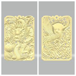 FotoJet.jpg Fichier STL Pendentif Dragon et Phénix Modèle d'impression 3D・Design pour impression 3D à télécharger