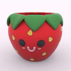 morango.416.jpg Cute Strawberry  Flower Pot Pencil Pen Cup holder organizer