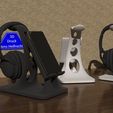Model_14_CF_2.jpg HEADPHONE STAND WITH PHONE STAND - MODEL 14 - STRUCTURED SURFACE VERSION