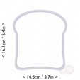 bread_slice~6in-cm-inch-top.png Bread Slice Cookie Cutter 6in / 15.2cm