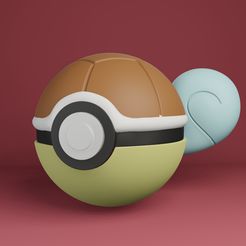 render-pokebola-squirtle.jpg Free STL file Pokemon Squirtle Pokeball・3D print model to download