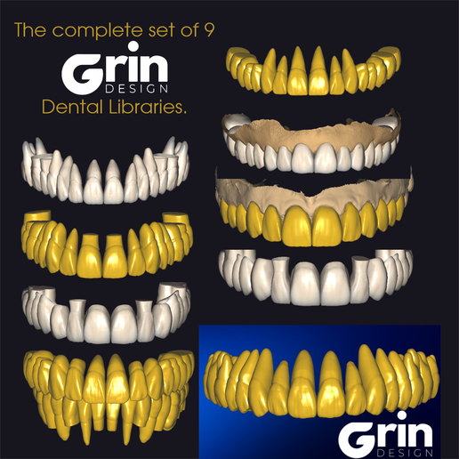 👑 The complete set of 9 'Gin Design' dental libraries - Exocad