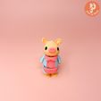 pixelandpapier-pig-4.jpg Wiggly Piggy Flexi Articulated - Vintage Storybook Inspired Character Fidget (PERSONAL USE ONLY)