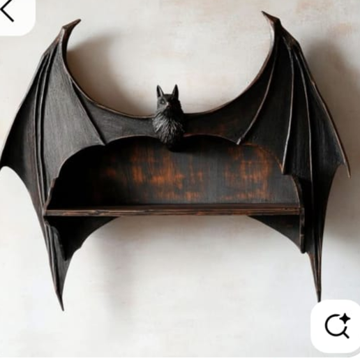 Bat Wall Shelf – 3D Printable STL File – Wall Mounted Gothic Decor – Functional Bat Shelf Design