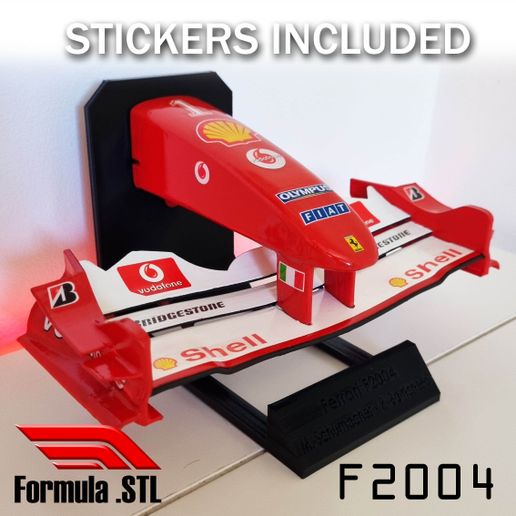 Ferrari F2004 F1 Front Wing STL - Schumacher - Barrichello - 1/8 Printable Replica