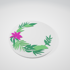 oma.png STL file Tropical coaster - optionally with Oma on it・3D print design to download