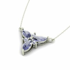 1.jpg 3D file Three Stone Marquise Cut Pendant P 076・3D print object to download