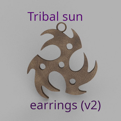 Tribal sun earrings (v2) 3D model