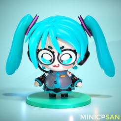 01.png Cute Chibi Hatsune Miku - Vocaloid Anime Figure - for 3D Printing