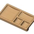 4-pocket-recta-tray-v2-02.jpg Rectangular 4 pockets serving tray relief 3D print model
