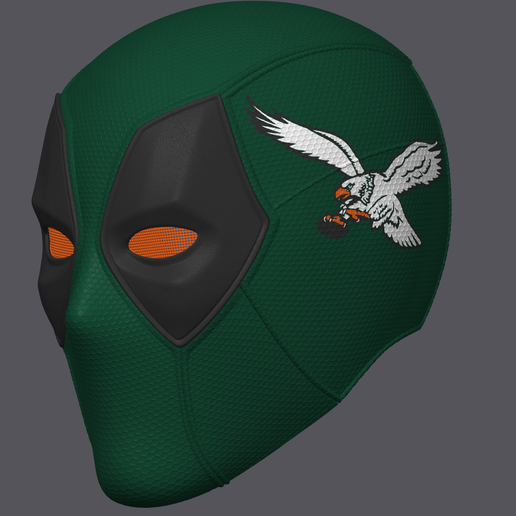 Deadpool Helmet with Philadelphia Eagles Kelly Green Football logo (Adult wearable)