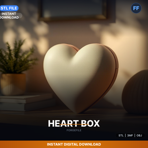 Heart Shaped Gift Box With Lid, Valentines Day, Jewelry - 3D Printable STL File