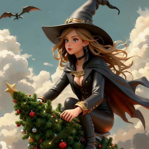 Starry Enchantment: Witch's Christmas Rocket