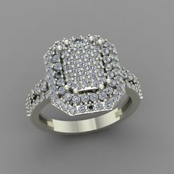 Mh1598-No4.jpg Fichier 3D Bague de fiançailles Pave diamant Mh1598・Plan pour imprimante 3D à télécharger