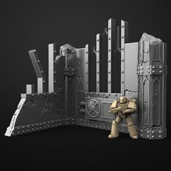 2018_09_L_test.jpg Free OBJ file terrain wall for 40k warhammer or futuristic environment・3D print object to download