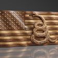 US-Wavy-Flag-Dont-Tread-On-Me-©.jpg US Flag and Map - Dont Tread On Me - Pack - CNC Files For Wood, 3D STL Models