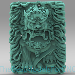 Foo-Dogs-Guardian-Lion.png 3D Model STL File for CNC Router Laser & 3D Printer Foo Dogs Guardian Lion