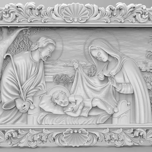 Birth of jesus wall art 3d stl models for artcam and aspire 3D model