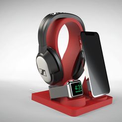Untitled-775.jpg STL file HEADPHONE STAND with MAGSAFE CHARGER FOR IPHONE & WATCH - NEW・3D print design to download