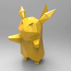 pikachu.jpg STL file PIKACHU LOW-POLY POKEMON NEW MODEL・3D printer design to download