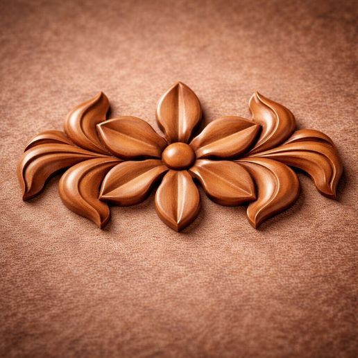Floral Scroll Applique STL | CNC Wood Ornament