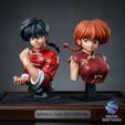 000-11.jpg Ranma ½ - Dual Bust Diorama - 3D Model STL (Presupported)