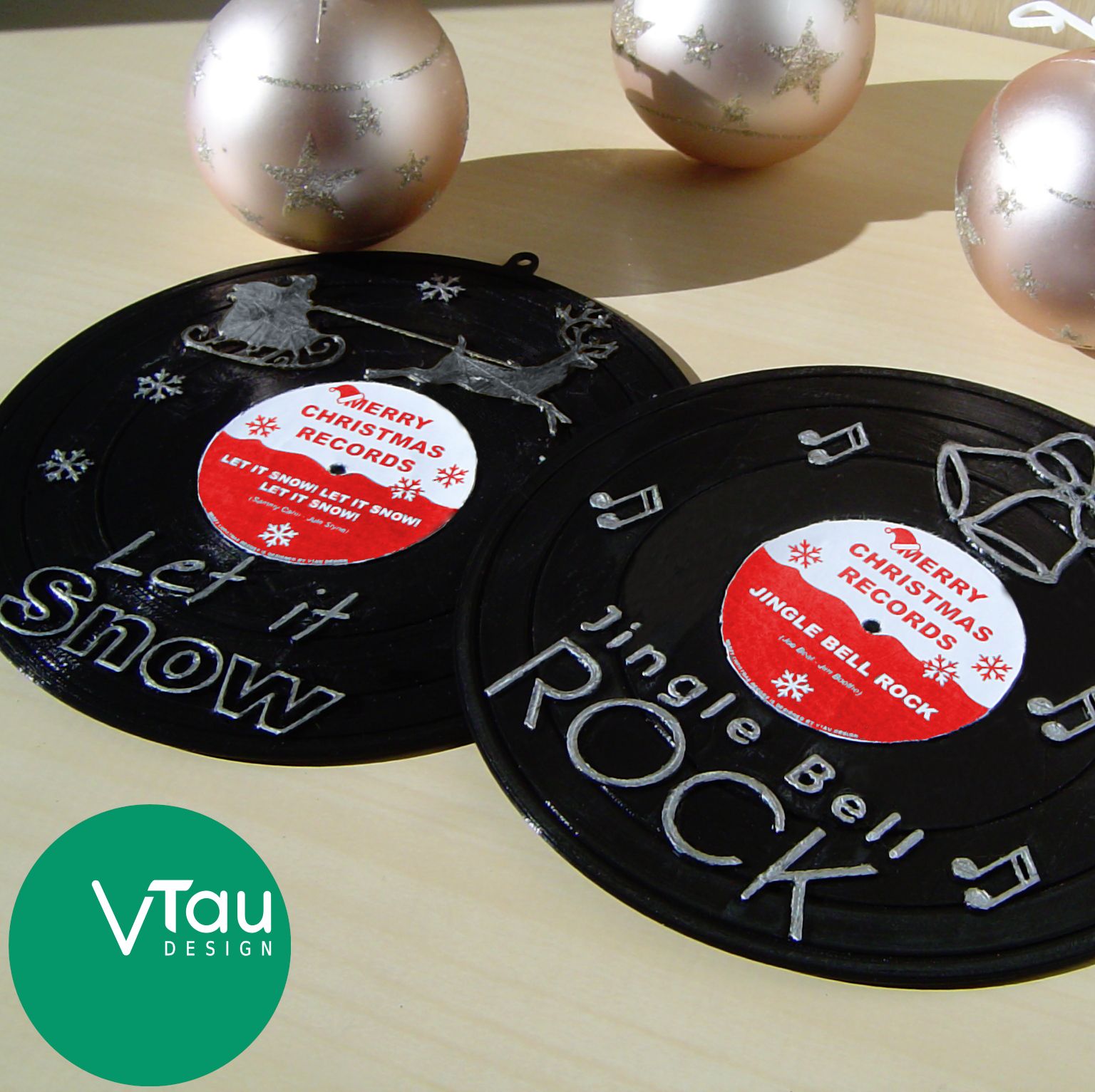 record_new.jpg Download STL file 2 Old Record Style Christmas Decoration | Easy to Print | Vtau Design • 3D printer model, VtauDesign