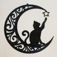 Cat-Moon-Star-Pic2.jpg Playful Kitten Celestial Moon and Star Cat Toy Silhouette Wall Art