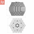 Hex Overload Large Dims.jpg STL file Hexagon Overload Shade (2 sizes available)・3D printable model to download