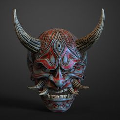 15.jpg OBJ file Japanese Hannya Mask Oni Demon Mask Samurai Mask 3D print model・3D print design to download, Maskitto