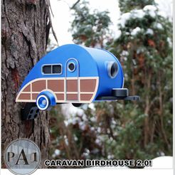 003.jpg STL file Cute Caravan Birdhouse 2.0!!! Woody!・3D printer design to download