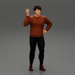 Girl-0037.jpg Fichier 3D Homme fort portant une chemise et un pantalon avec des cheveux bouclés・Plan à imprimer en 3D à télécharger