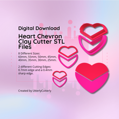 Clay Cutter STL File Heart Tattoo 2- Earring Digital File Download- 8