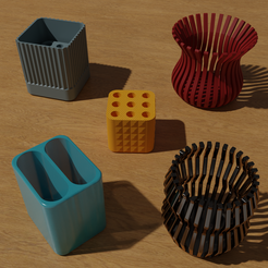 pen-holders.png Fichier STL Collection de porte-stylos・Objet imprimable en 3D à télécharger