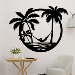 sample.jpg 3D file Beach Palm Tree Wall Art・3D printing template to download