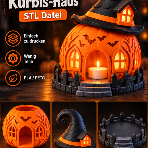 Halloween Pumpkin House STL – Spooky Halloween Decorations for 3D Printing
