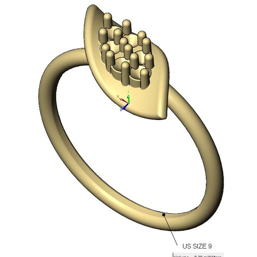 volume2.jpg Наклоненная вбок витая полоса с бриллиантовым кластетом и листьями Размеры США 6to9 3D-печатная модель
