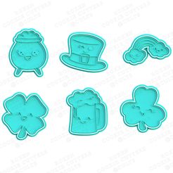 1.jpg Fichier 3D Jeu de 6 moules à biscuits pour la Saint-Patrick・Plan imprimable en 3D à télécharger, roxengames