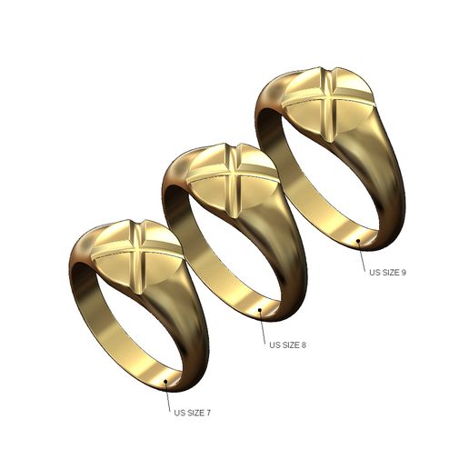 Grooved round dome signet US sizes  7 8 9 3D print model 3D model