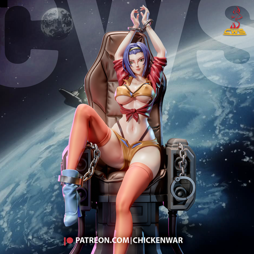faye_full-1.png Faye Valentine - Cowboy Bebop Fan Sculpt for 3D Print - Single Version