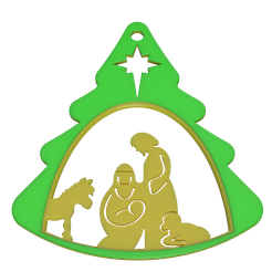 CHRISTIAN-NATIVITY-TREE-DECO-HANGER.png Free STL file CHRISTIAN NATIVITY TREE ORNAMENT・Design to download and 3D print