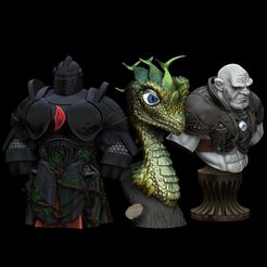 Three-Busts.jpg 3D file Science Fantasy Busts・3D printer design to download