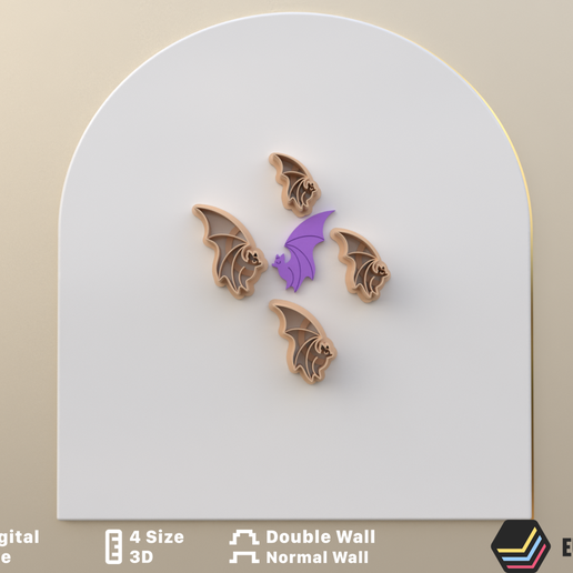 POLYMER CLAY CUTTERS scary little bat *4 size 2 version cut/EULITEC.COM/CC/COPYRIGHTED LICENSE 3D model