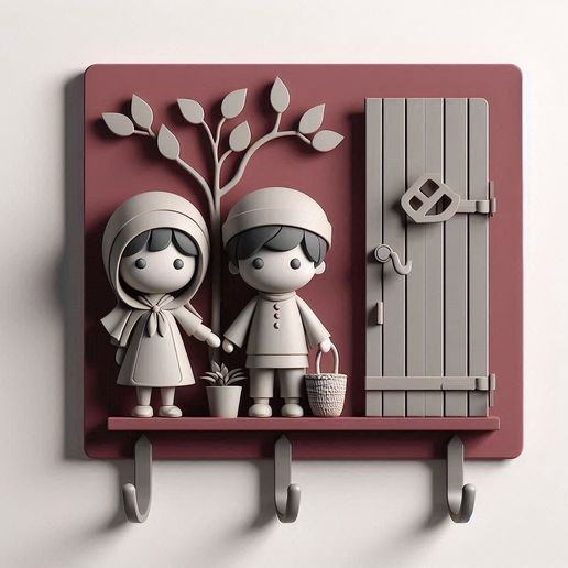 Family Hooks Wall Mounted Organizer for Home Decor