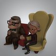 CARL-Y-ELLIE-SENTADOS.330.jpg The old Ellie and Carl sit together - Topcake for wedding 3D print model