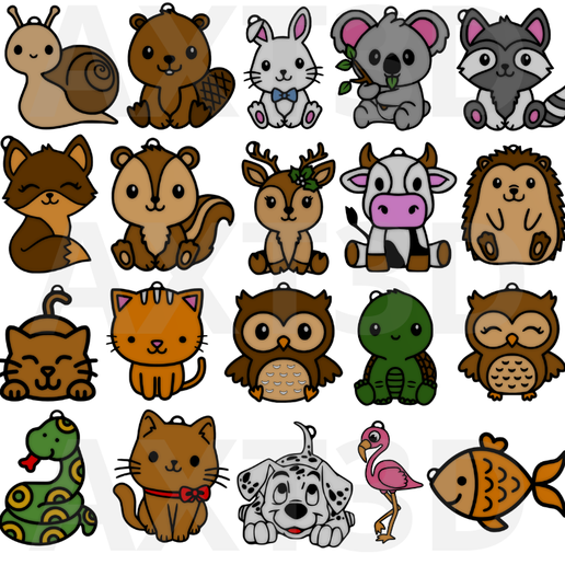 3D file Pack 20 Animal Key Rings 🔑 ・Model to download and 3D print・Cults