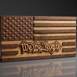 US-Flag-We-The-People-©.jpg 3D-Datei USA Flagge - Wir das Volk - CNC Dateien für Holz, 3D STL Modell・Vorlage für 3D-Druck zum herunterladen
