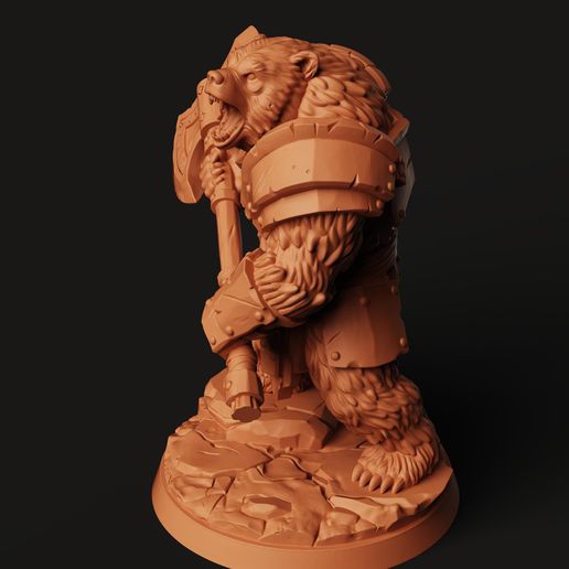 🐻 Armored Bear Warrior STL | Fantasy 3D Print | Runic Axe・ STL File for ...