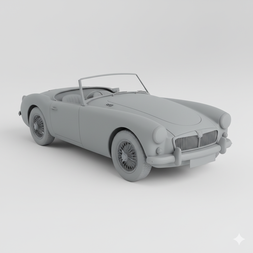MG MGA jeep style STL, lowered car STL, engine bay STL, van STL, JDM car STL, steampunk car STL, car gift STL, parking lot diorama STL, low poly car STL, post apocalyptic car STL, tuner car STL, printable car, wagon STL, prototype race car STL, hot rod ST
