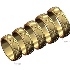 Grooved-cigar-band-size5to9-00.jpg Download STL file Cross diamond engraving cigar band US sizes 5to9 3D print model • Template to 3D print, RachidSW